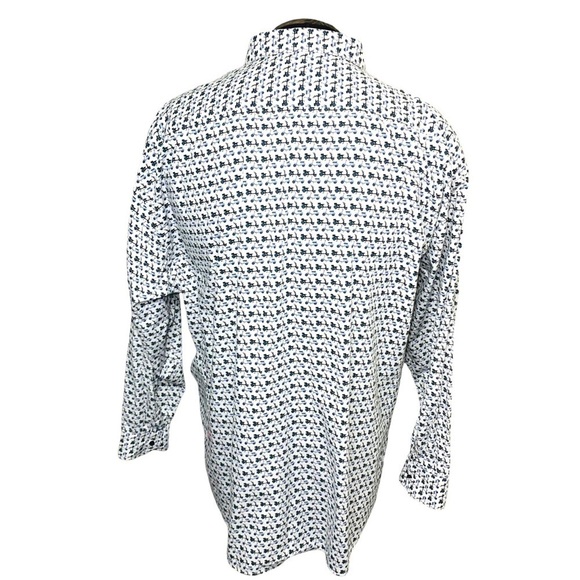 SOUL Of London White Blue Motorcycle Button Down Shirt Modern Long Sleeve Sz 2XL - Picture 2 of 13